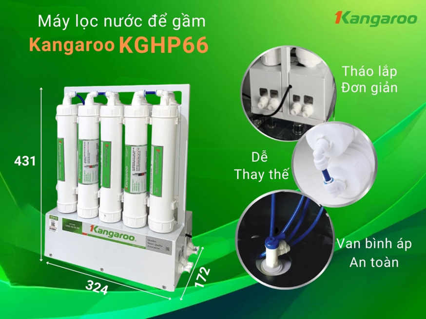 Máy lọc nước Kangaroo KGHP66 thiết kế nhỏ gọn